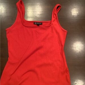 INC International Concepts Red Ribbed Fitted Tank Top
